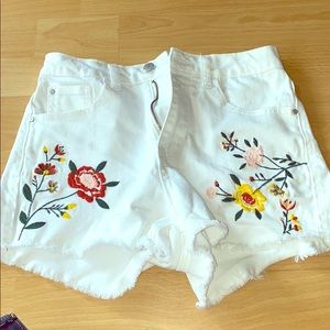 White with embroidery shorts